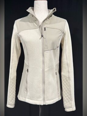 Athleta Women’s Cream and Tan Knit Zip Jacket